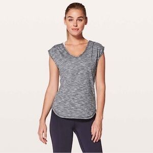 Lululemon Sweat Times Short Sleeve SZ 4 Tiger Space Dye Alpine White Dark Slate